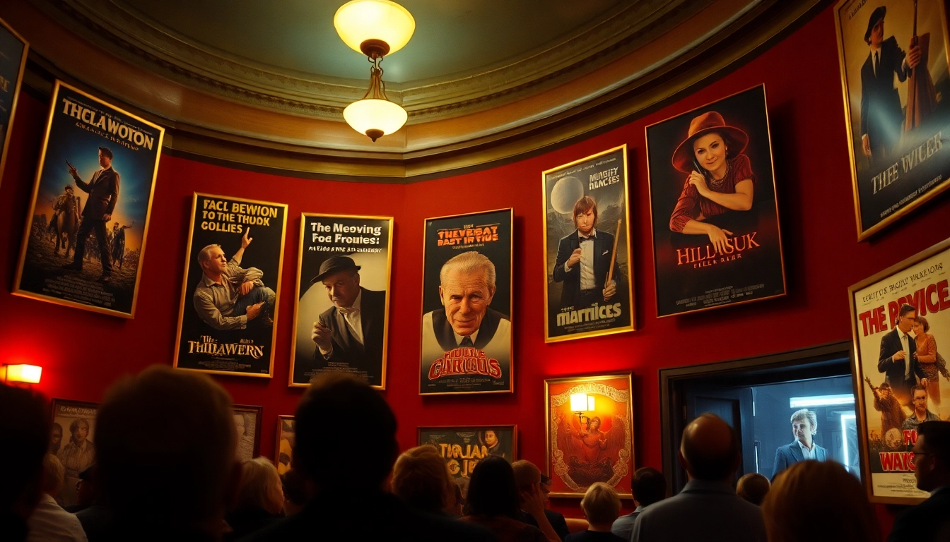 Streaming public domain movies in a nostalgic cinema setting with classic movie posters.