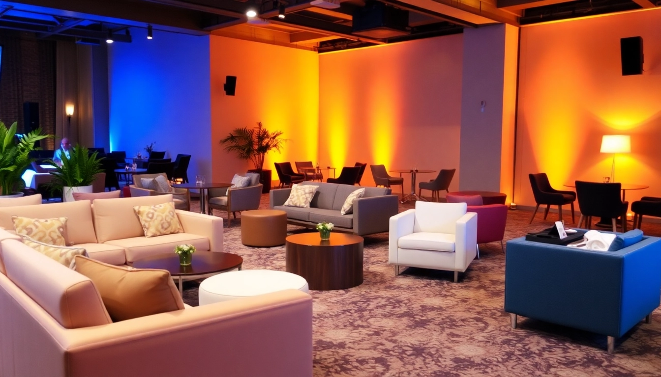 Dallas lounge furniture rental offering elegant, contemporary seating arrangements for events.