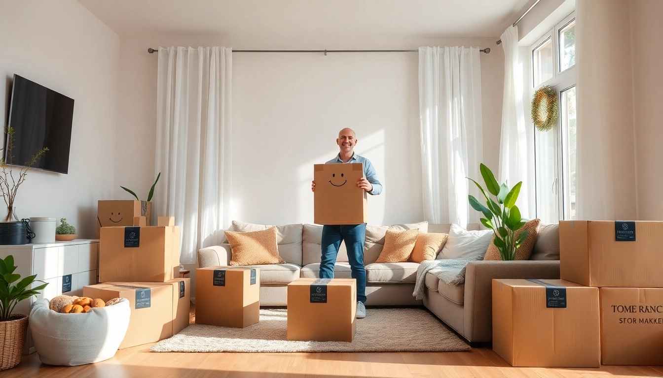 Efficient home removals in West Yorkshire featuring a dedicated mover arranging living room items.