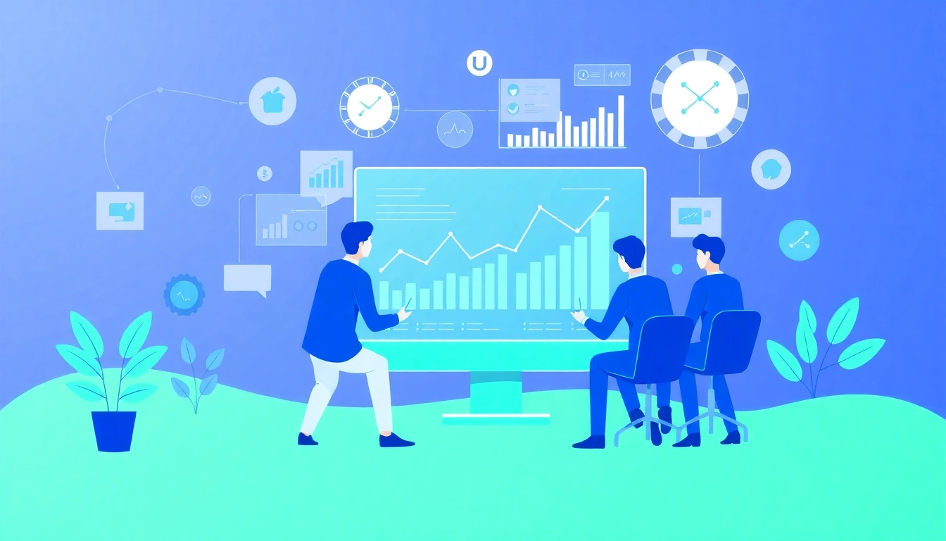 A visual of a competitive intelligence company team analyzing data and market trends collaboratively.