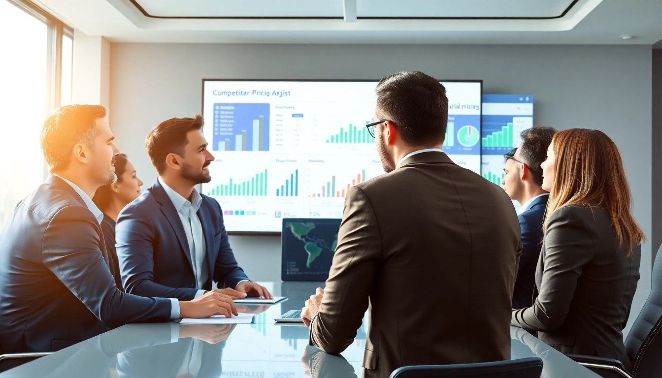 Find competitor pricing through collaborative business meeting discussing data analysis.