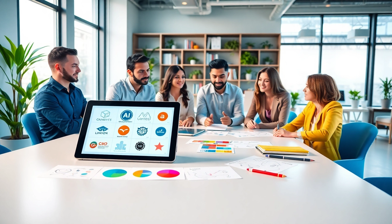 Enhance your AI business branding with strategic collaboration in a modern office setting.