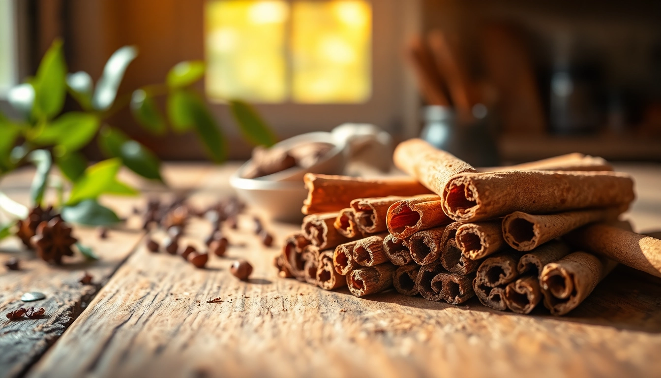 Enhance dishes with aromatic cinnamon bark pieces showcasing rich textures.