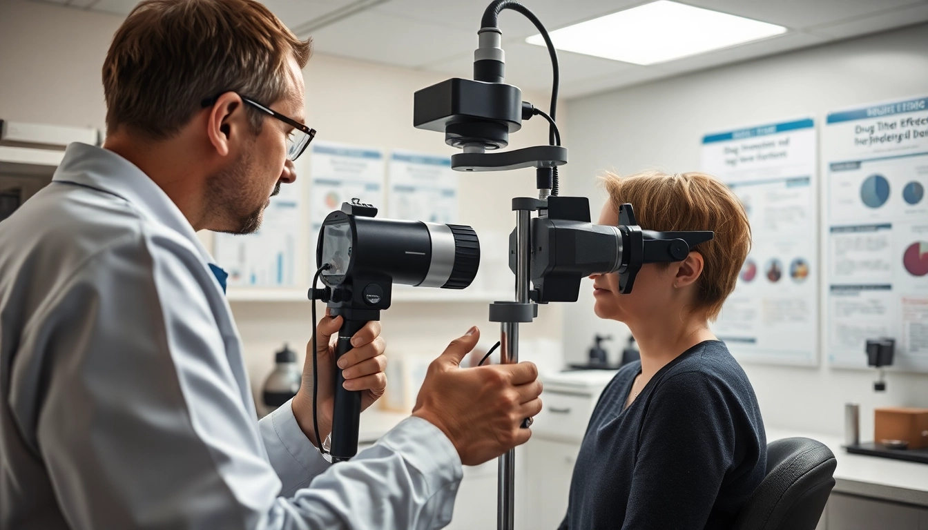 Conducting a drug impairment test with advanced technology in a clinical environment.