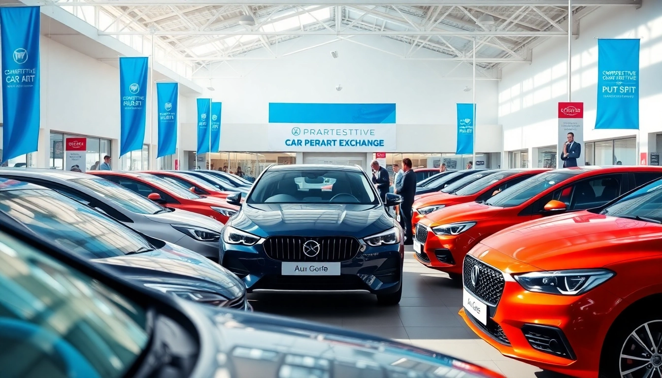 Engaging scene of a Competitive car Part Exchange event at a dealership highlighting vehicle offerings