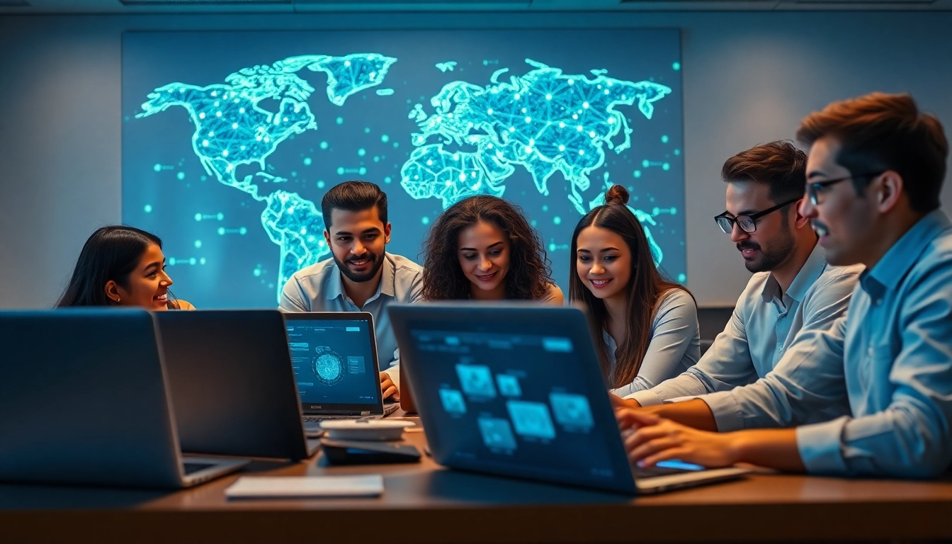 Explore cyber security schools online with students collaborating in a modern virtual classroom.