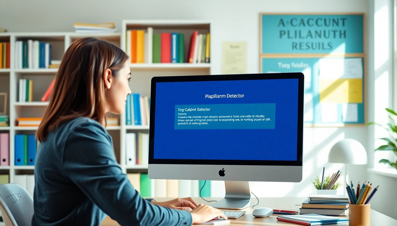 Utilizing a plagiarism detector on a computer screen in a bright study area for effective academic results.
