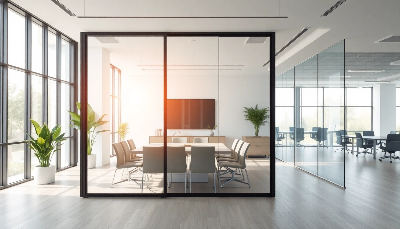 Enhance your office with modern movable glass partitions for versatile space management.
