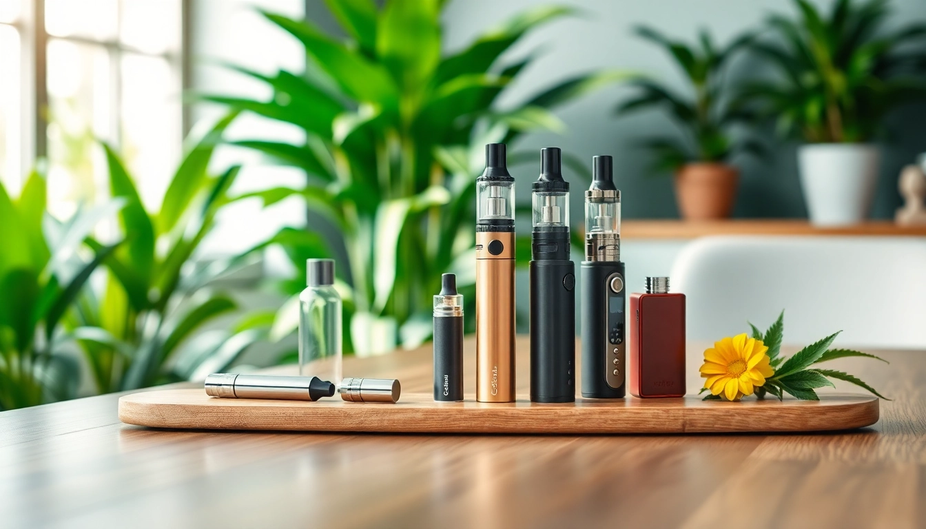 Explore healthy vapes displayed chicly on a wooden table amidst lush greenery, promoting wellness.