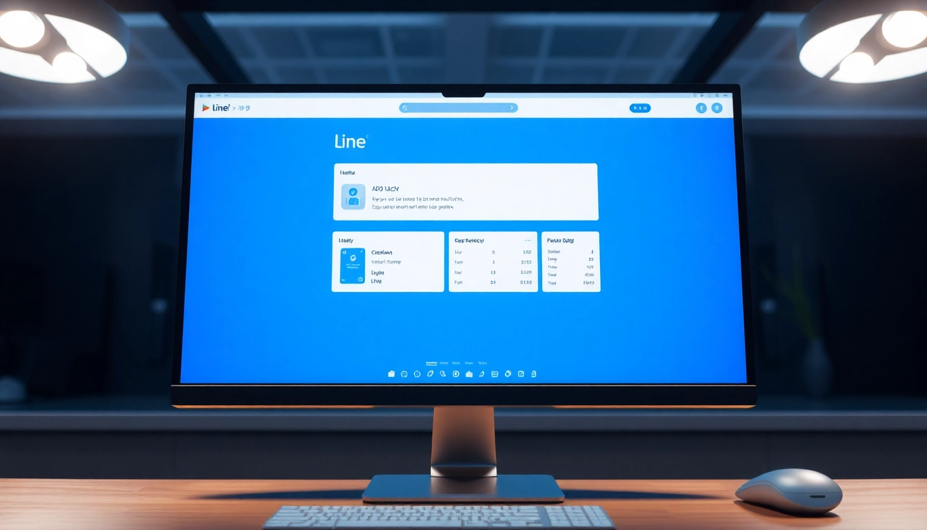 Download the line电脑版下载 app on a sleek computer interface showcasing its user-friendly design and features.