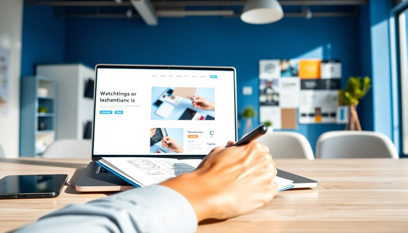 Showcasing innovative website design concepts in a modern workspace setting.