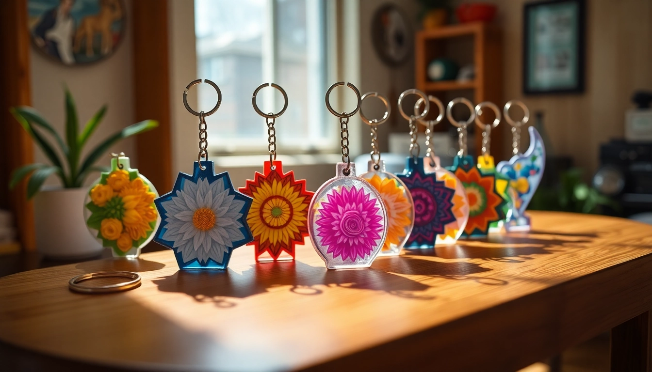 Customize your acrylic keychains with unique designs and vibrant colors on display.
