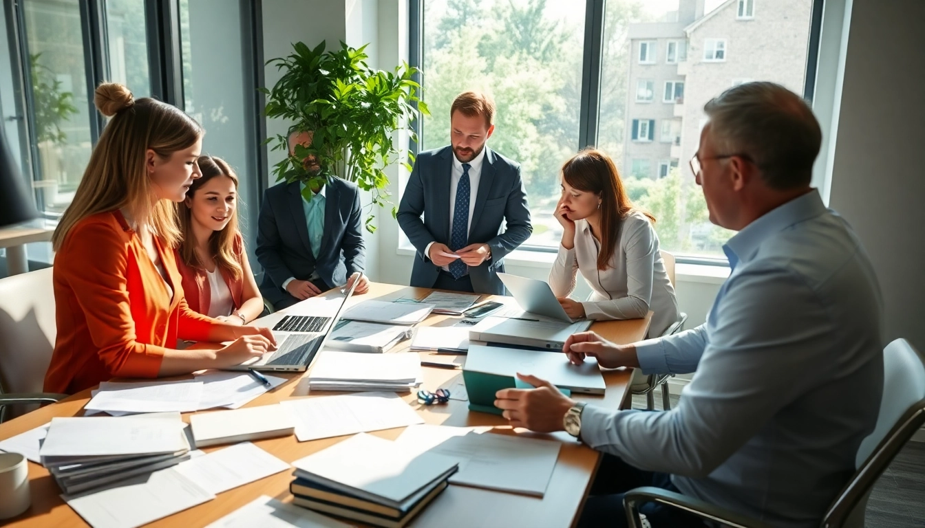 Facilitators providing QSM document clearing services in a modern office setting for effective collaboration.