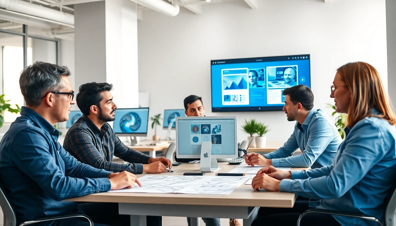 Web design kansas city team collaborating on innovative digital solutions in a modern office.