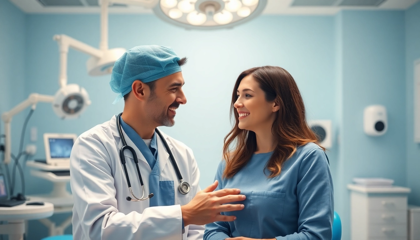Bauchdeckenstraffung Braunschweig: compassionate surgeon consulting with patient in an aesthetic clinic